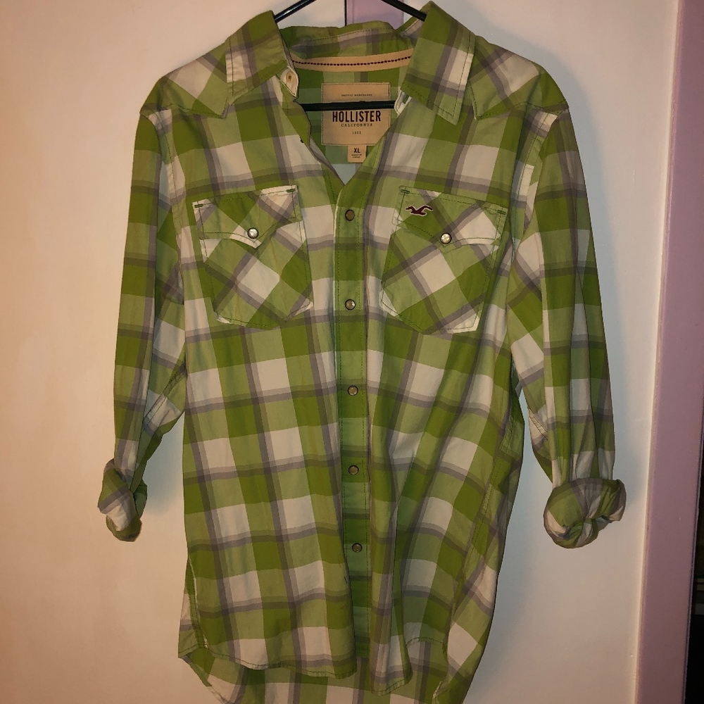 Hollister Button Down Plaid Shirt, Mens Size XL